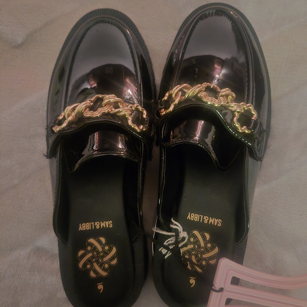 Sam & Libby Black and Gold Women's Loafers